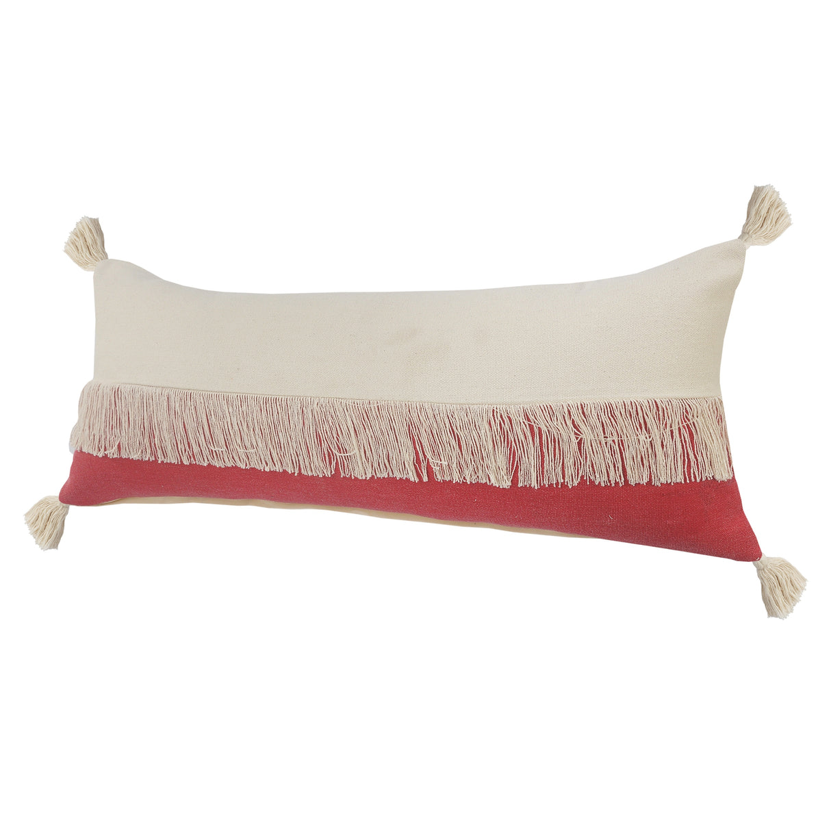 Sevita Fringe Festival Raspberry Color Block Throw Pillow