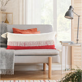 Sevita Fringe Festival Raspberry Color Block Throw Pillow