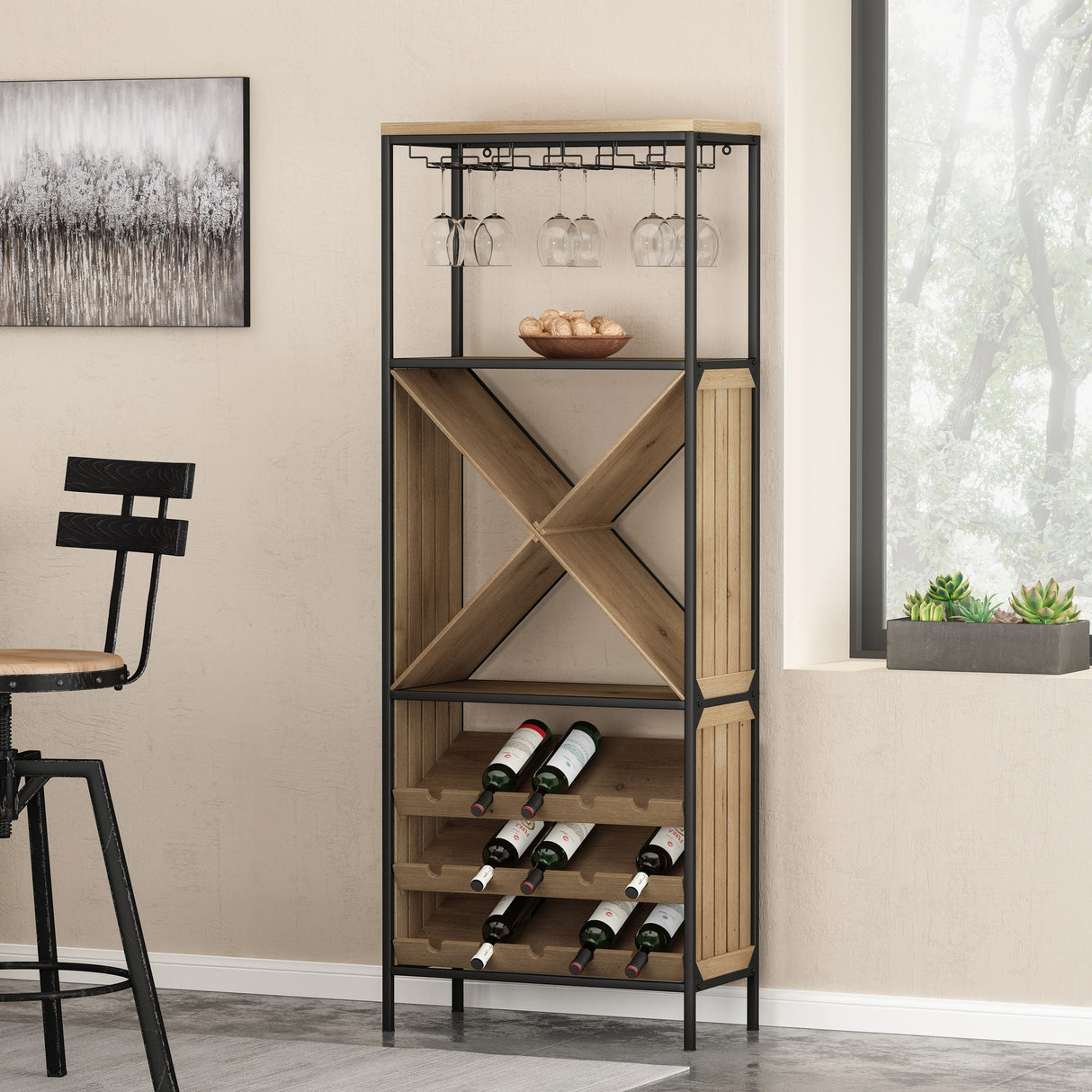 Fritsche Modern Industrial 15 Bottle Floor Wine Rack by Christopher Knight Home