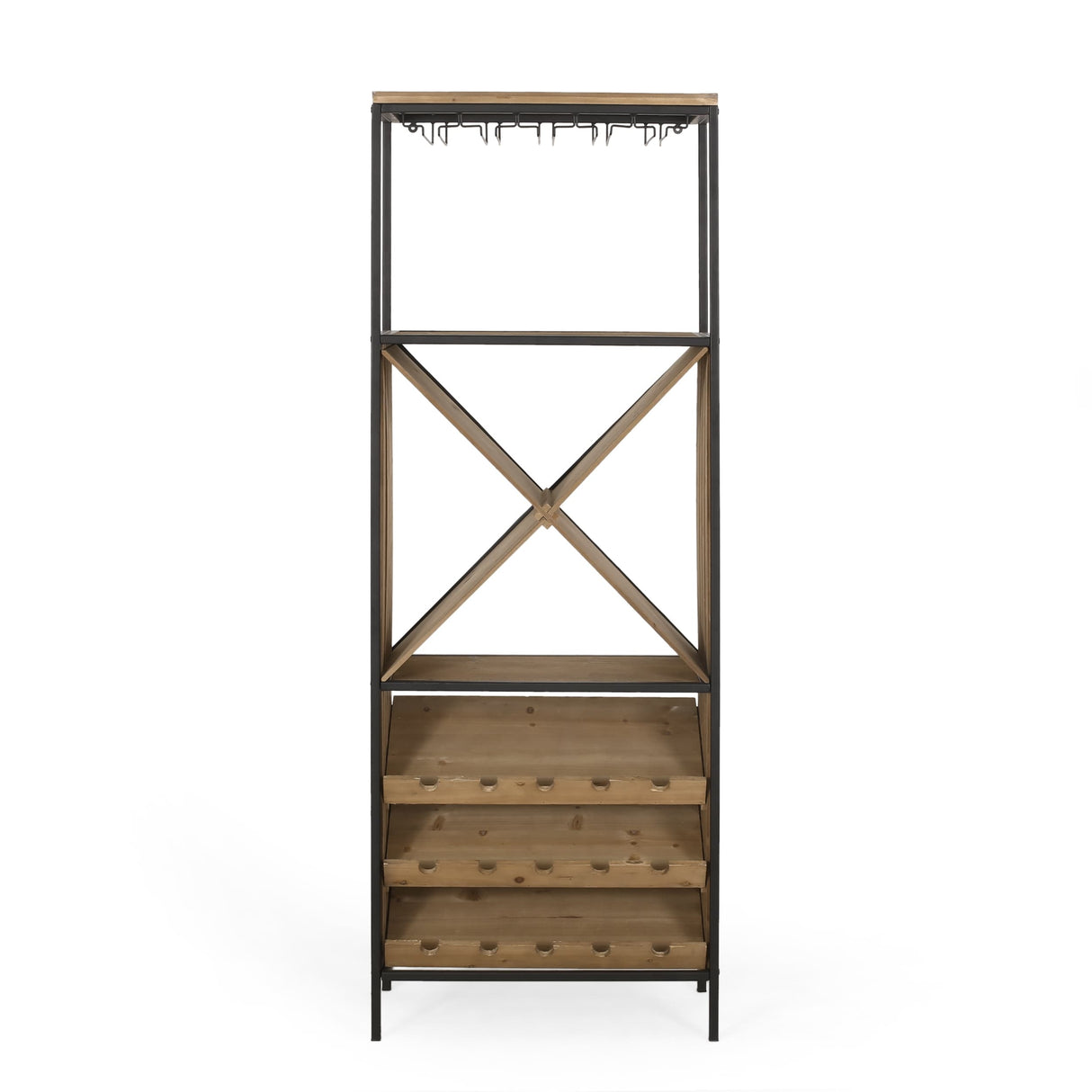 Fritsche Modern Industrial 15 Bottle Floor Wine Rack by Christopher Knight Home