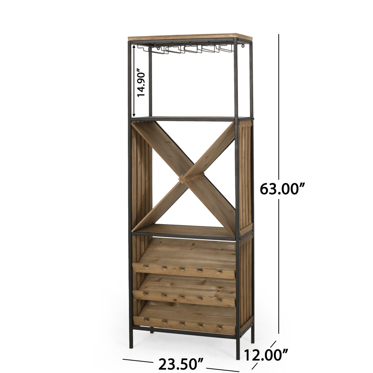 Fritsche Modern Industrial 15 Bottle Floor Wine Rack by Christopher Knight Home