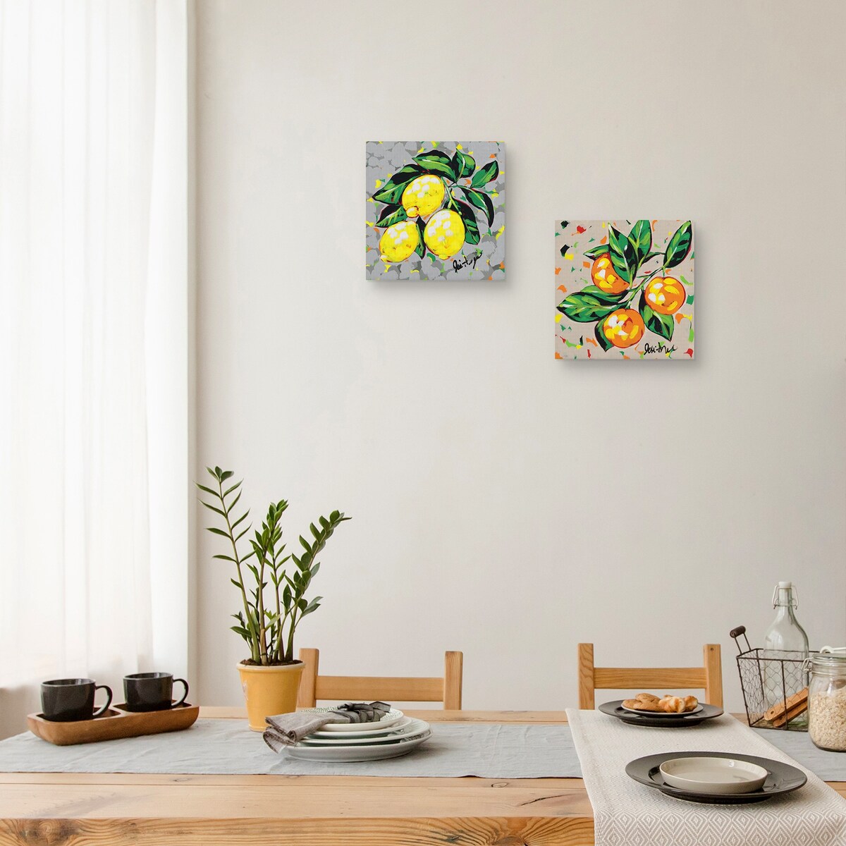 Fruit Sketch Lemons, Fruit Sketch Oranges by Jodi Augustine Canvas Art Prints