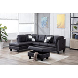 Faux Leather Nail Head Sectional Sofa with Storage Ottoman