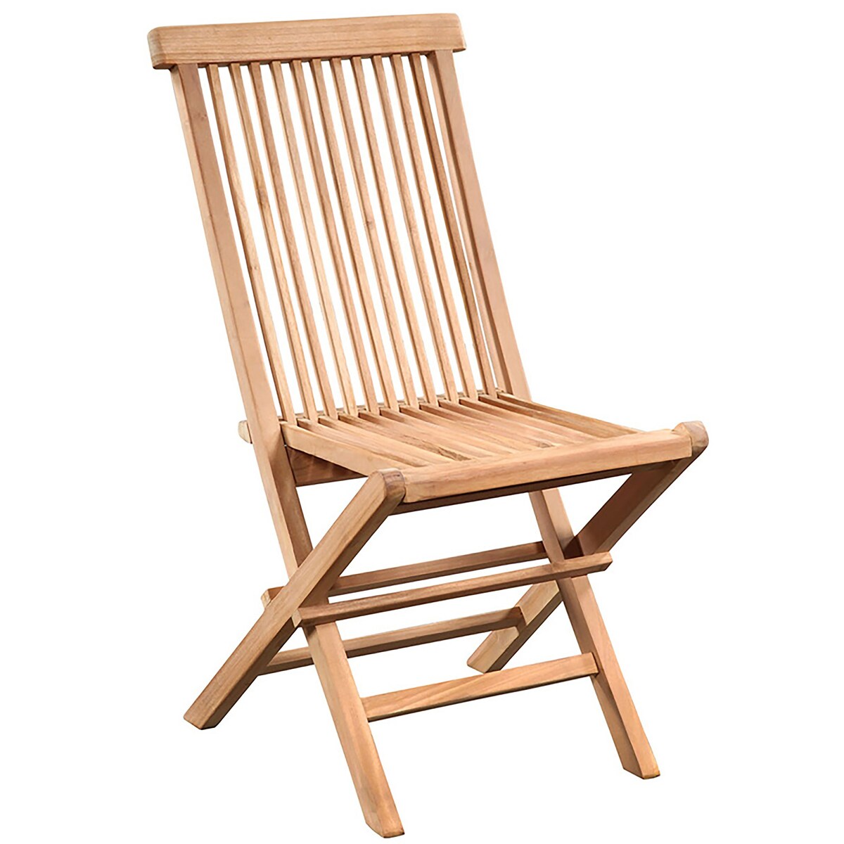Fuling Natural Finish Indoor-Outdoor Slatted Teak Folding Chair