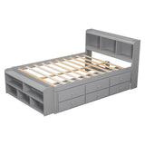 Full Bed with Bookcase Headboard, Under bed Storage Drawers and Bed End Storage Case
