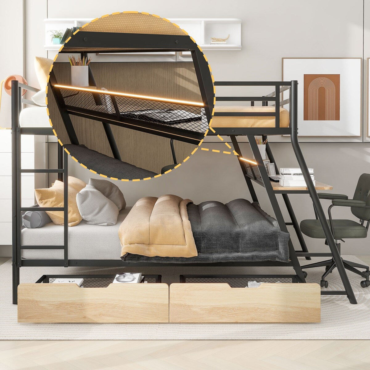 Led lights bunk bed sales