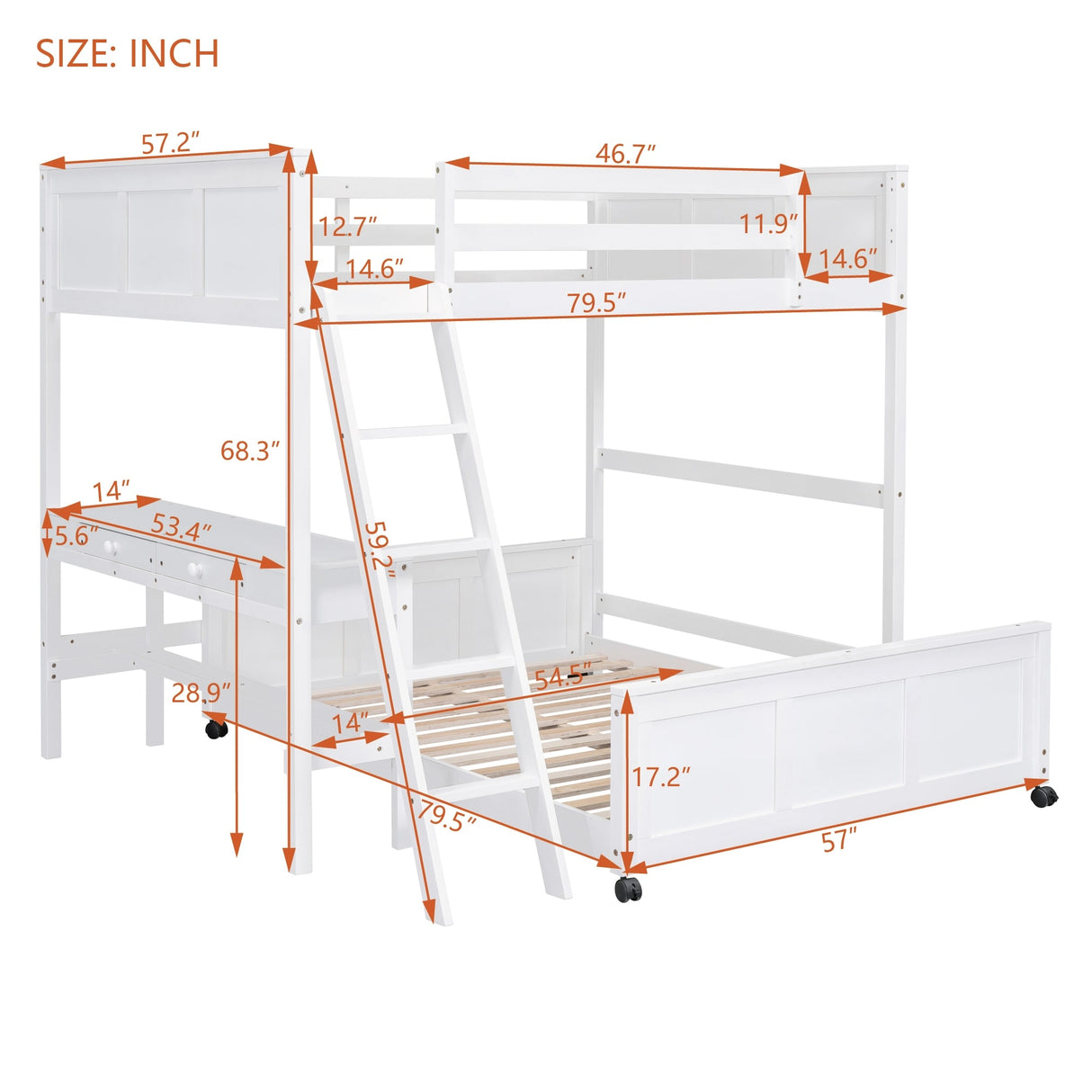 Full Bunk Bed with Desk