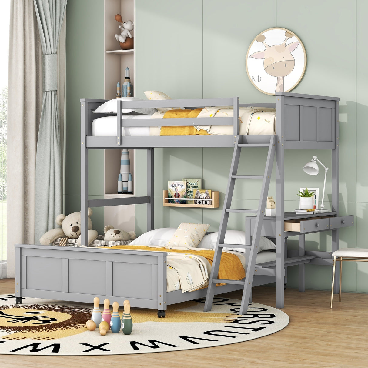 Full Bunk Bed with Desk