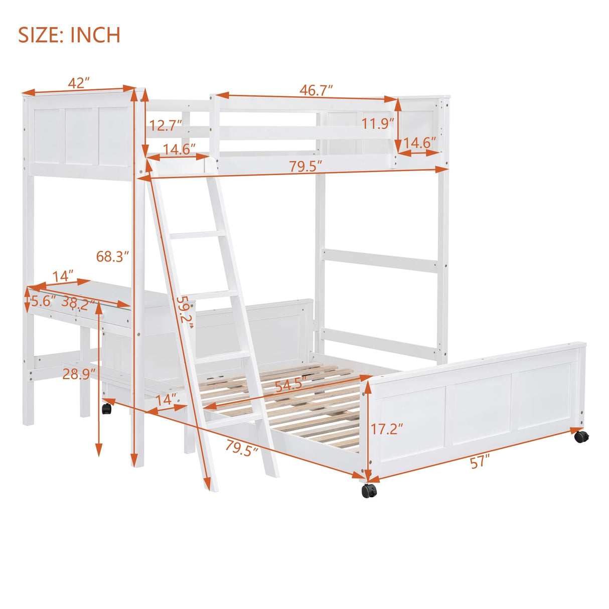 Full Bunk Bed with Desk