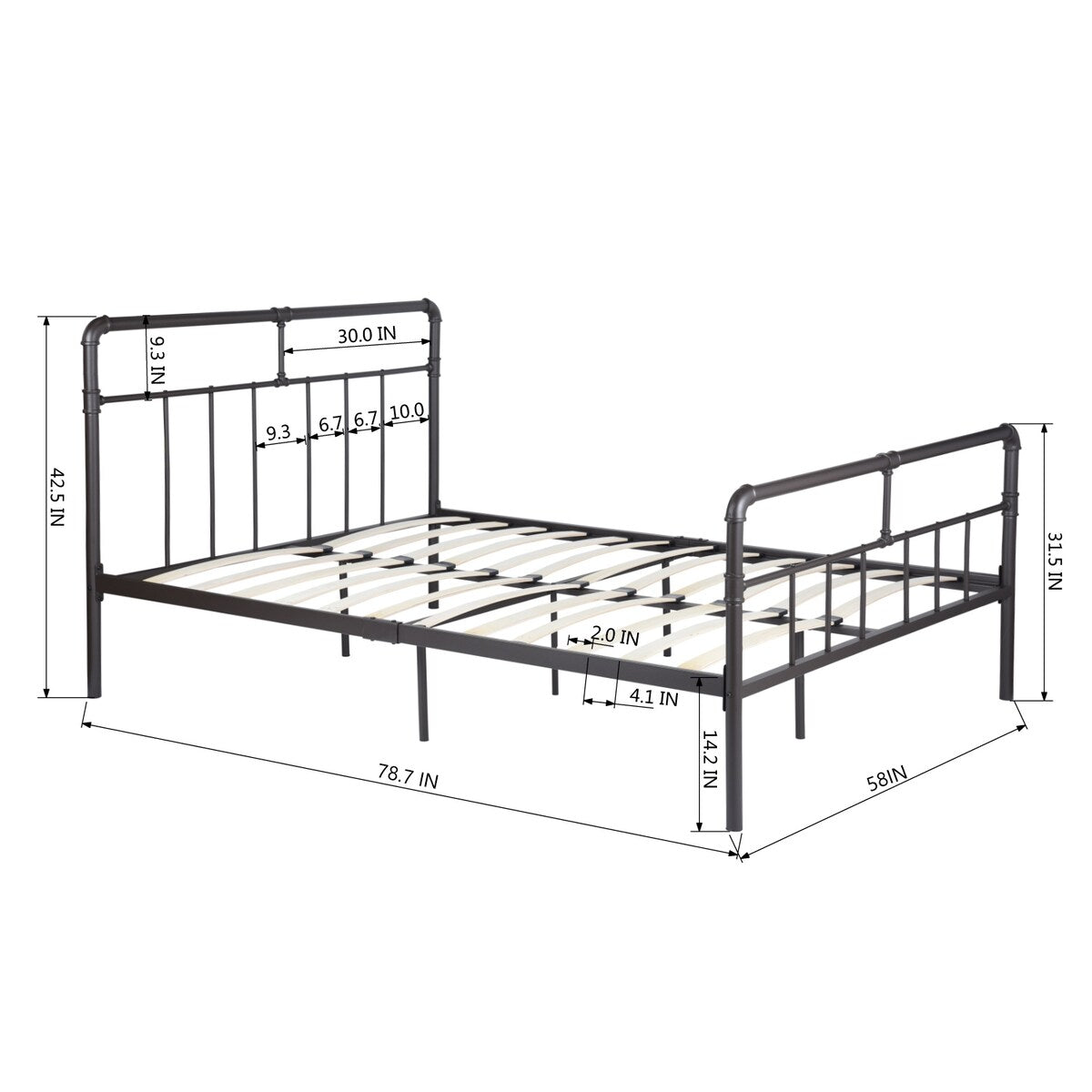 Nestfair Full Metal Frame Bed with Headboard and Footboard