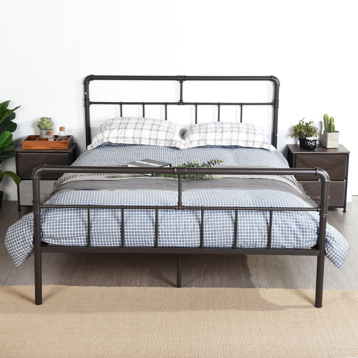Nestfair Full Metal Frame Bed with Headboard and Footboard