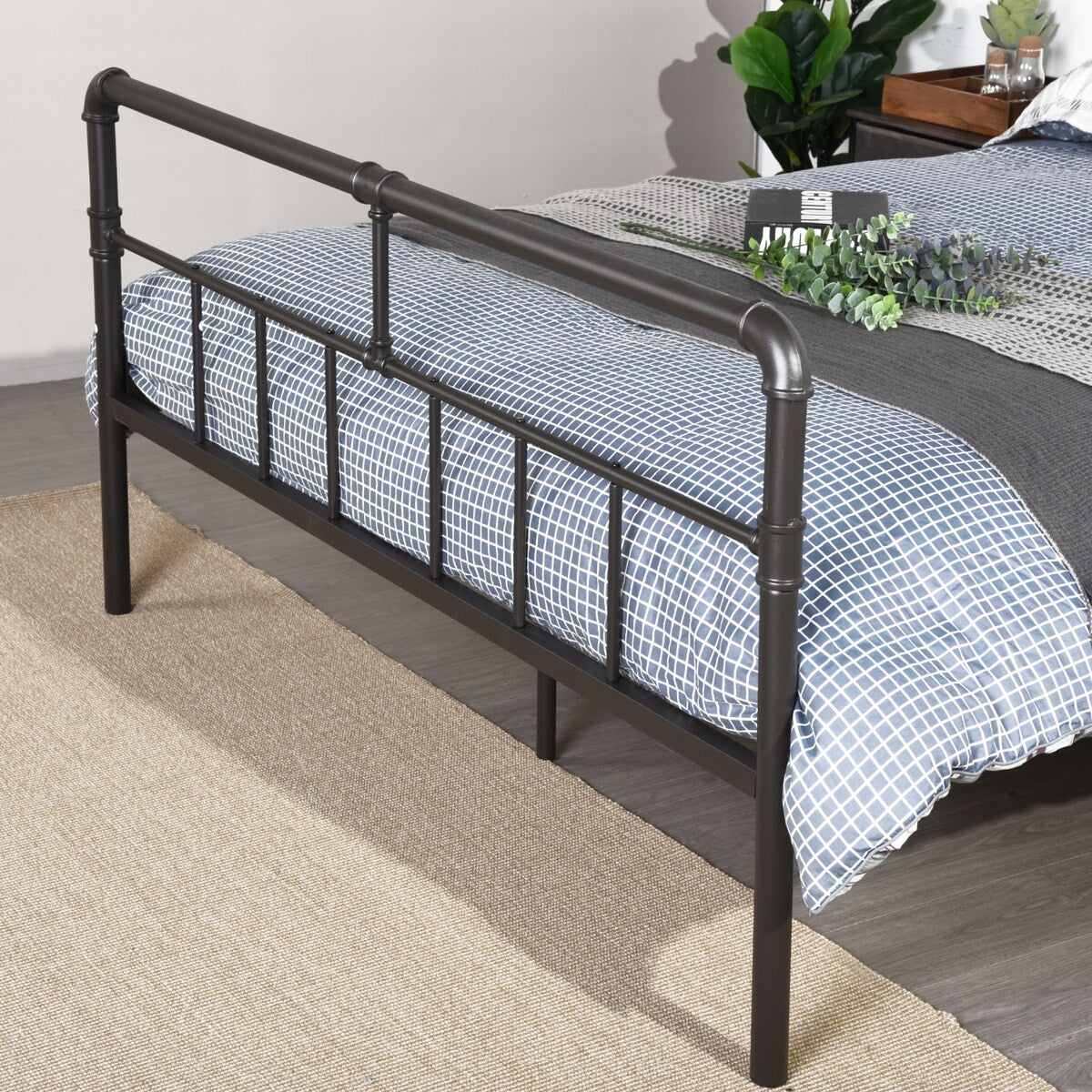 Nestfair Full Metal Frame Bed with Headboard and Footboard