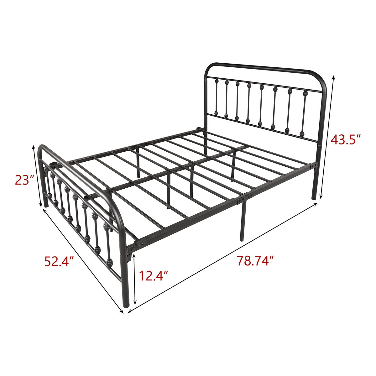 Full Metal Platform Bed Frame with Headboard