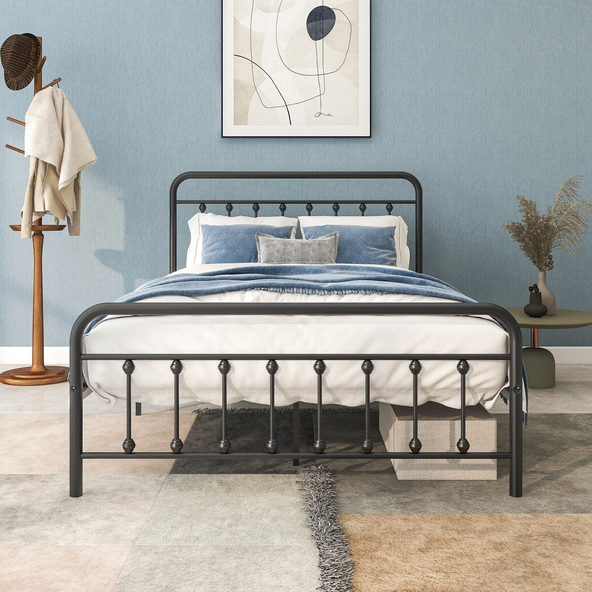 Full Metal Platform Bed Frame with Headboard