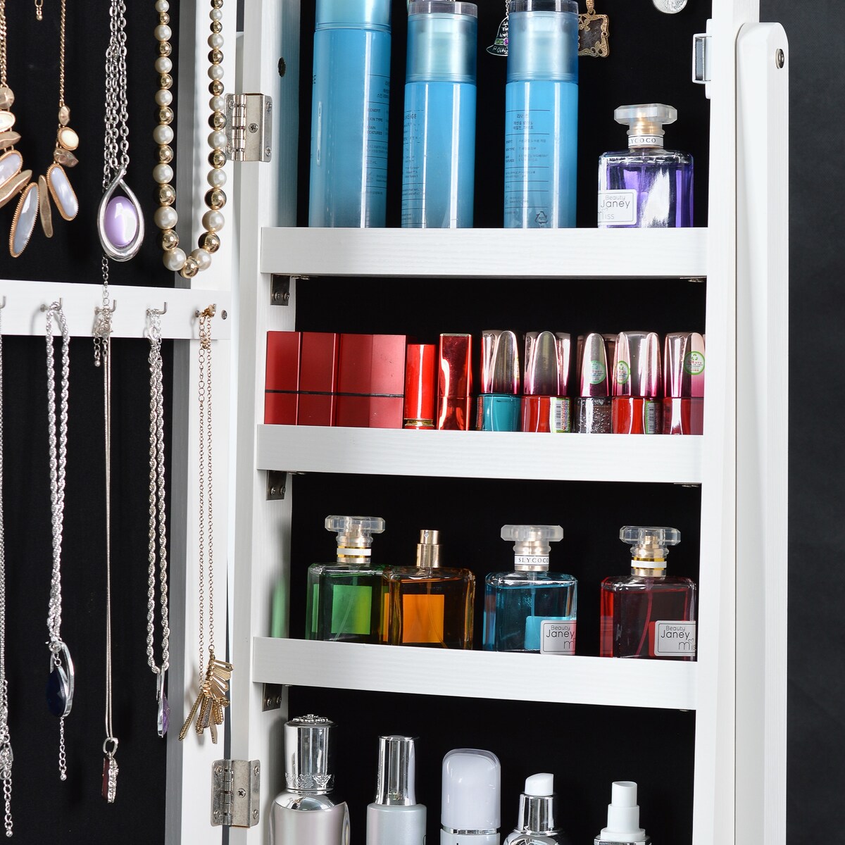 Full Mirror Jewelry Storage Cabinet