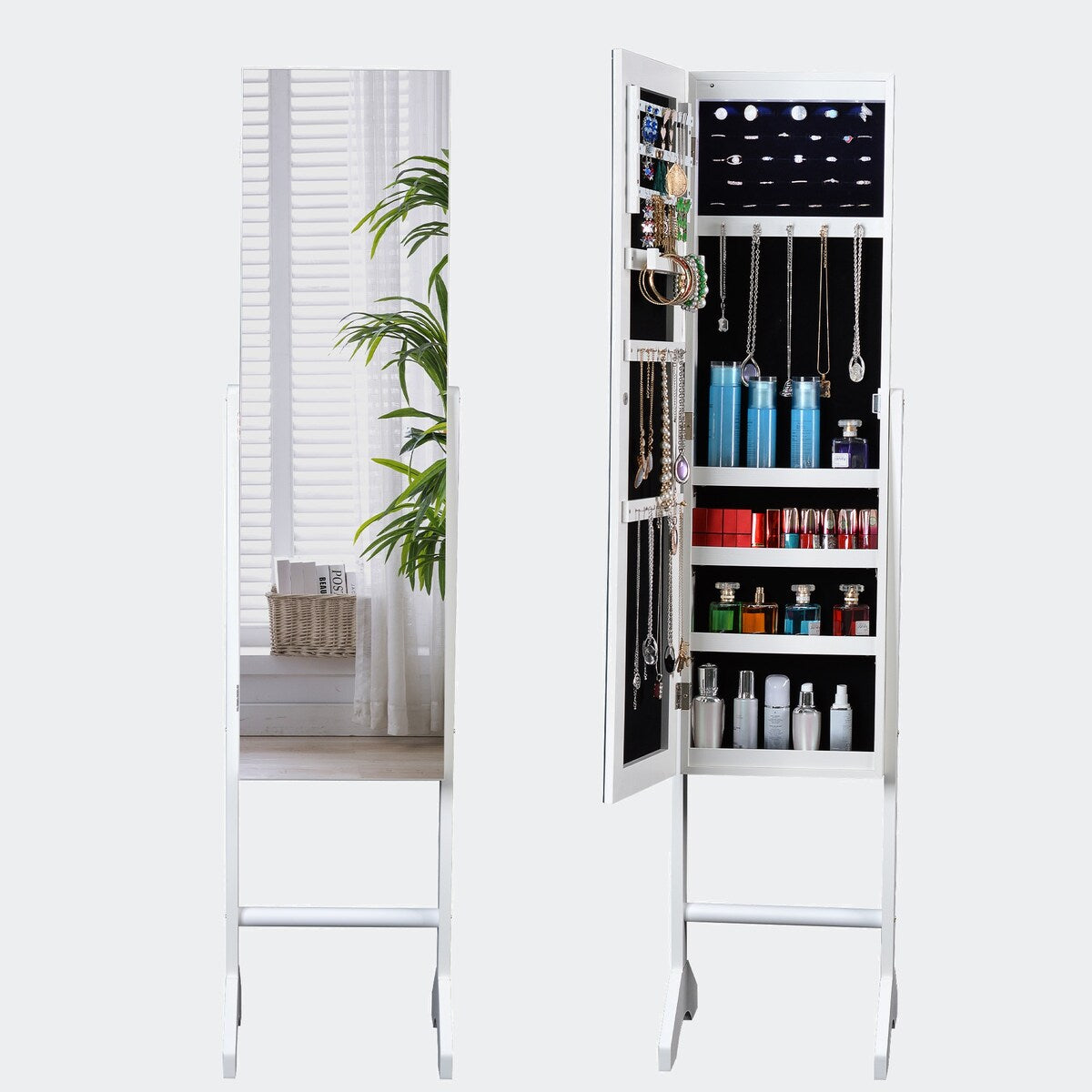 Full Mirror Jewelry Storage Cabinet