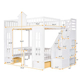 Full-Over-Full Bunk Bed with Changeable Table , Separable Bunk Bed Turn into Upper Bed and Down Desk