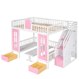 Full-Over-Full Bunk Bed with Changeable Table , Separable Bunk Bed Turn into Upper Bed and Down Desk