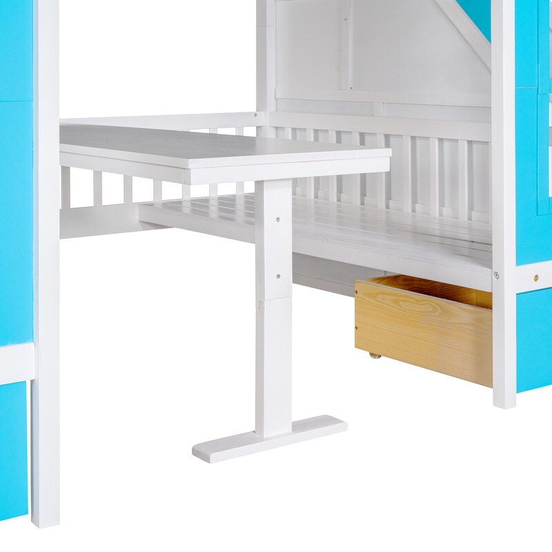 Full-Over-Full Bunk Bed with Changeable Table , Separable Bunk Bed Turn into Upper Bed and Down Desk