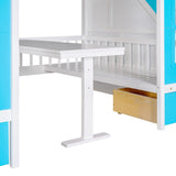 Full-Over-Full Bunk Bed with Changeable Table , Separable Bunk Bed Turn into Upper Bed and Down Desk