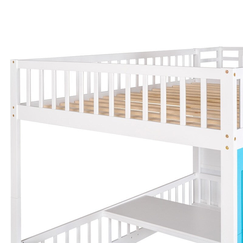 Full-Over-Full Bunk Bed with Changeable Table , Separable Bunk Bed Turn into Upper Bed and Down Desk