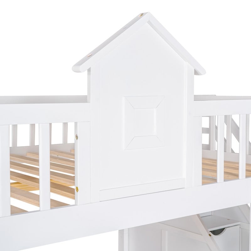 Full-Over-Full Bunk Bed with Changeable Table , Separable Bunk Bed Turn into Upper Bed and Down Desk