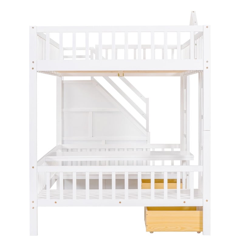 Full-Over-Full Bunk Bed with Changeable Table , Separable Bunk Bed Turn into Upper Bed and Down Desk