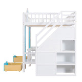 Full-Over-Full Bunk Bed with Changeable Table , Separable Bunk Bed Turn into Upper Bed and Down Desk
