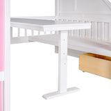 Full-Over-Full Bunk Bed with Changeable Table , Separable Bunk Bed Turn into Upper Bed and Down Desk