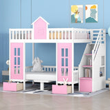 Full-Over-Full Bunk Bed with Changeable Table , Separable Bunk Bed Turn into Upper Bed and Down Desk
