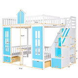 Full-Over-Full Bunk Bed with Changeable Table , Separable Bunk Bed Turn into Upper Bed and Down Desk