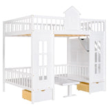 Full-Over-Full Bunk Bed with Changeable Table , Separable Bunk Bed Turn into Upper Bed and Down Desk