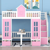 Full-Over-Full Bunk Bed with Changeable Table , Separable Bunk Bed Turn into Upper Bed and Down Desk