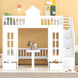Full-Over-Full Bunk Bed with Changeable Table , Separable Bunk Bed Turn into Upper Bed and Down Desk