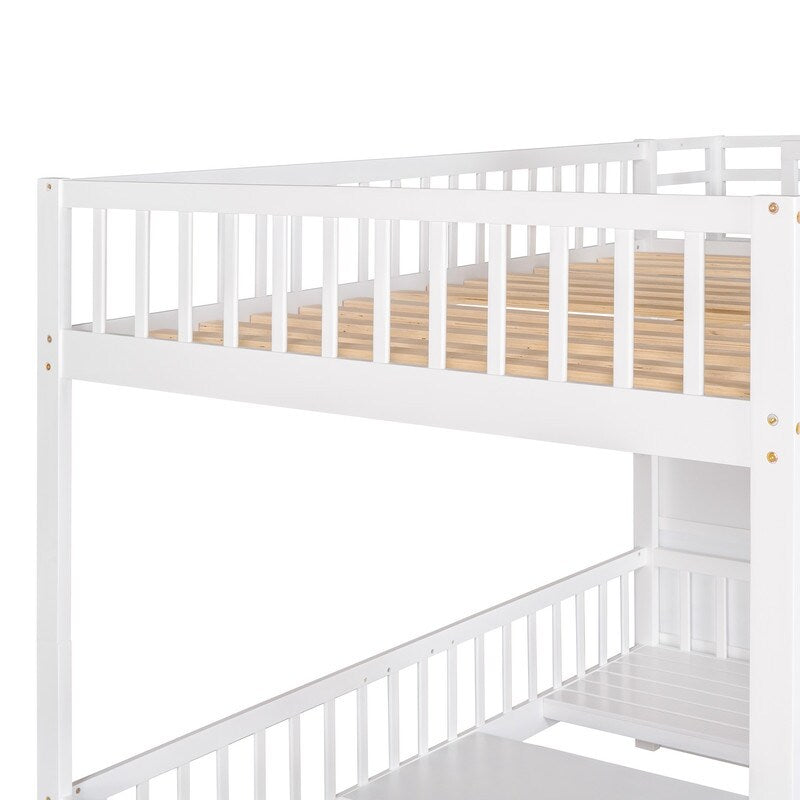 Full-Over-Full Bunk Bed with Changeable Table , Separable Bunk Bed Turn into Upper Bed and Down Desk