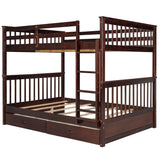 Full-Over-Full Bunk Bed with Ladders and Two Storage Drawers (White)