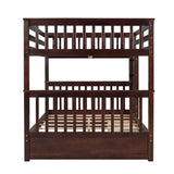 Full-Over-Full Bunk Bed with Ladders and Two Storage Drawers (White)