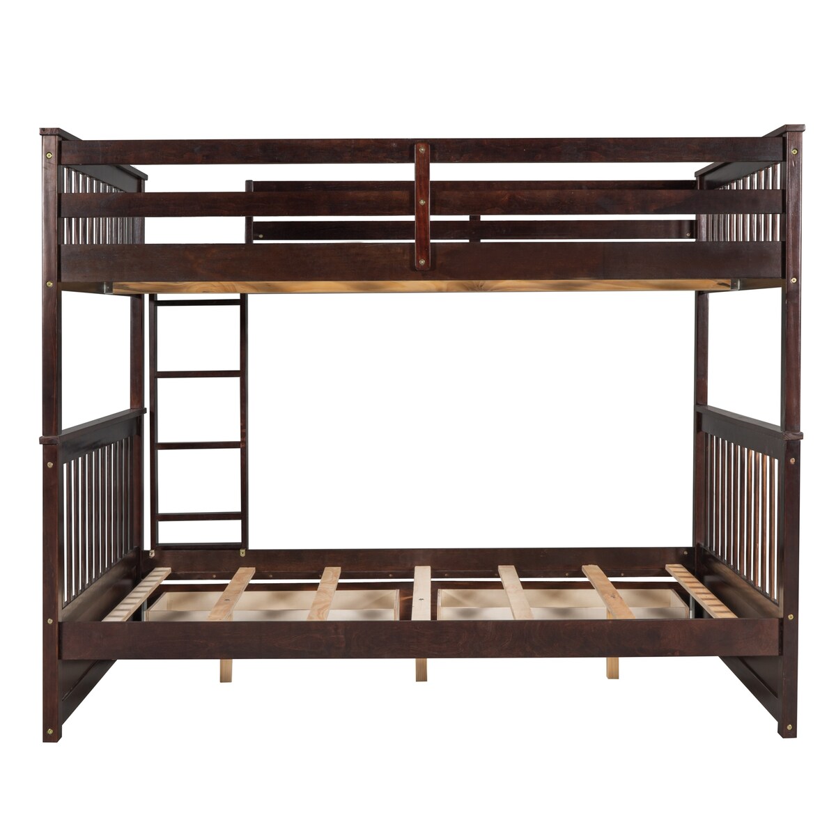 Full-Over-Full Bunk Bed with Ladders and Two Storage Drawers (White)