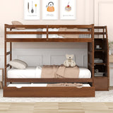 Full-Over-Full Bunk Bed with Trundle, 3 Storage Stairs