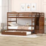 Full-Over-Full Bunk Bed with Trundle, 3 Storage Stairs