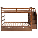 Full-Over-Full Bunk Bed with Trundle, 3 Storage Stairs