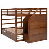 Full-Over-Full Bunk Bed with Trundle, 3 Storage Stairs