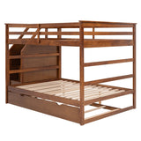 Full-Over-Full Bunk Bed with Trundle, 3 Storage Stairs