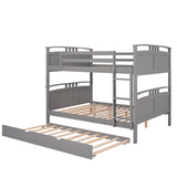 Full-Over-Full Bunk Bed with Twin size Trundle , Separable Bunk Bed for Bedroom