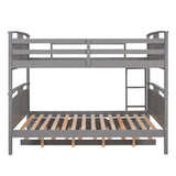 Full-Over-Full Bunk Bed with Twin size Trundle , Separable Bunk Bed for Bedroom
