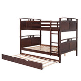 Full-Over-Full Bunk Bed with Twin size Trundle , Separable Bunk Bed for Bedroom