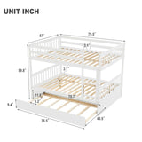 Full Over Full Bunk Beds with Trundle Convertible into 2 Beds Safety