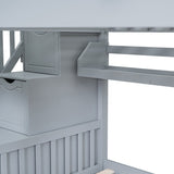 Full-Over-Full Castle Style Bunk Bed with Drawers, Shelves, Slide