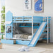 Full-Over-Full Castle Style Bunk Bed with Drawers, Shelves, Slide