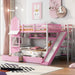 Full-Over-Full Castle Style Bunk Bed with Drawers, Shelves, Slide